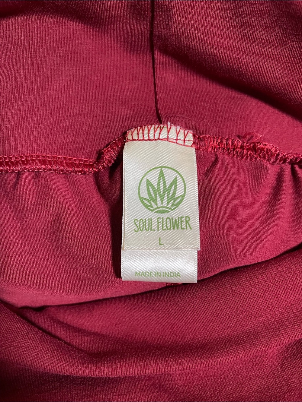 Soul Flower Wide Leg Pants in Deep Burgundy with Gray Floral Print - Picture 5 of 7